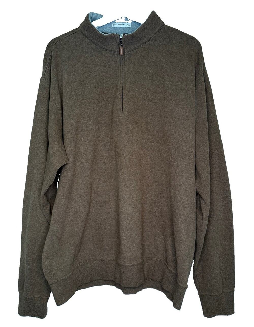 PETER MILLAR Mens XL 1/4 Zip Sweater Crown Soft Pullover Golf Luxury Brown